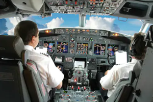 pilots in a cockpit